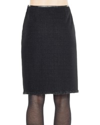 Max Studio Boiled Wool Shadow Checked Pencil Skirt