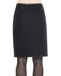 Max Studio By Leon Max Boiled Wool Shadow Checked Pencil Skirt