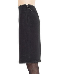 Max Studio By Leon Max Boiled Wool Shadow Checked Pencil Skirt
