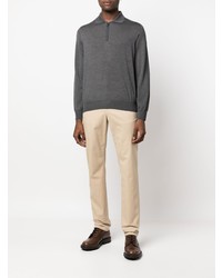 Canali Long Sleeve Wool Polo Shirt