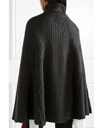 Madeleine Thompson Charlotte Ribbed Wool And Cashmere Blend Turtleneck Poncho Charcoal