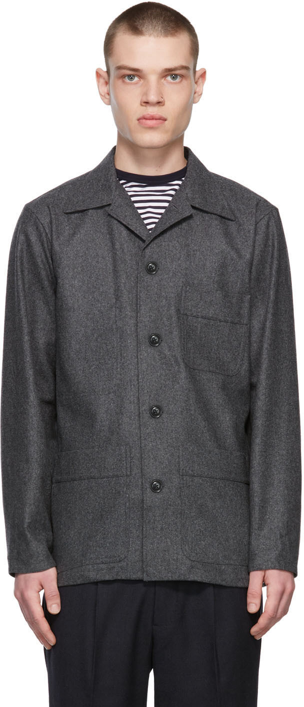 Ring Jacket Grey Wool Chore Jacket, $550 | SSENSE | Lookastic