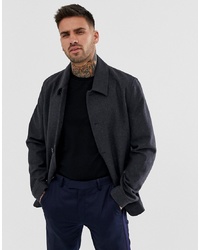 ASOS DESIGN Wool Mix Button Through Jacket In Charcoal