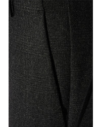 Brunello Cucinelli Leather Trimmed Wool Blend Straight Leg Pants