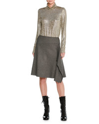 Tomas Maier Felted Wool Asymmetric Draped Skirt