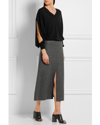 Calvin Klein Collection Hova Wool Blend Felt Midi Skirt Charcoal