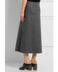 Calvin Klein Collection Hova Wool Blend Felt Midi Skirt Charcoal