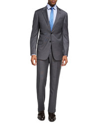 Armani Collezioni Box Textured Wool Two Piece Suit Gray