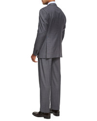 Armani Collezioni Box Textured Wool Two Piece Suit Gray