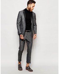 Asos Brand Skinny Cropped Suit Pants With Faux Leather Trim
