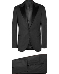 Brunello Cucinelli Charcoal Slim Fit Wool Silk And Cashmere Blend Tuxedo