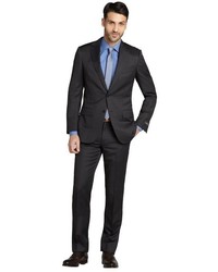 Z Zegna Charcoal Wool Two Button Suit With Single Pleat Pants
