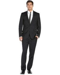 Kenneth Cole New York Dark Charcoal Wool Two Button Suit With Flat Front Pants