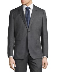 Neiman Marcus Sharkskin Modern Fit Two Piece Wool Suit Charcoal