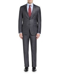 Canali Sharkskin Super 130s Wool Two Piece Suit Gray