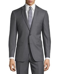 DKNY Slim Fit Solid Wool Two Piece Suit Gray