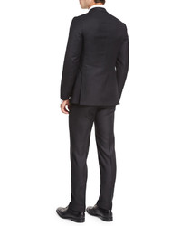 Brioni Solid Textured Wool Two Piece Suit Charcoal