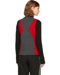 Dsquared2 Grey And Red Panel Zip Sweater