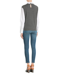 Brunello Cucinelli Wool Pullover With Contrast Sleeves