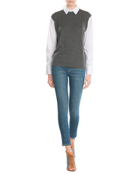 Brunello Cucinelli Wool Pullover With Contrast Sleeves