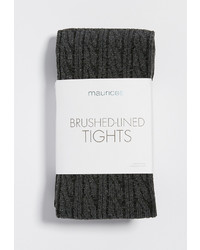 Maurices Brushed Lined Tights In Gray Cable Knit Pattern