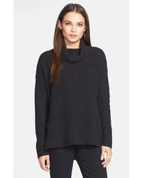 Eileen Fisher Merino Yak Wool Turtleneck Sweater Charcoal X Small