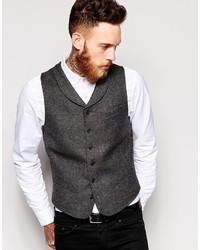 Asos Brand Slim Fit Vest In 100% Wool