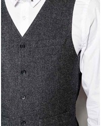 Asos Brand Slim Vest In 100% Wool
