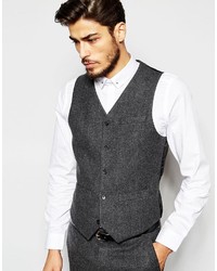 Asos Brand Slim Vest In 100% Wool