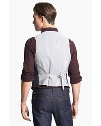 John Varvatos Star Usa Grey Tweed Wool Blend Vest