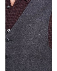 John Varvatos Star Usa Grey Tweed Wool Blend Vest