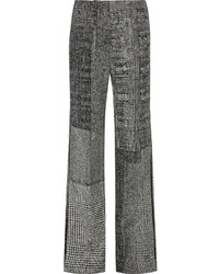 Jason Wu Patchwork Wool Jacquard Wide Leg Pants Gray
