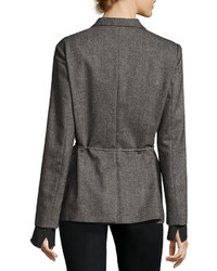 Brunello Cucinelli Cashmere Woven Button Jacket Dark Gray