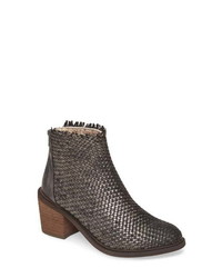 Charcoal Woven Leather Ankle Boots