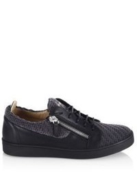 Giuseppe Zanotti Woven Suede Low Leather Sneakers