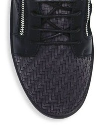 Giuseppe Zanotti Woven Suede Low Leather Sneakers