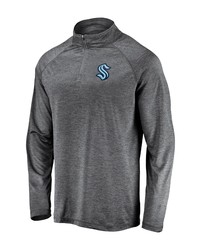 FANATICS Branded Gray Seattle Kraken Synthetic Primary Logo Quarter Zip Pullover Jacket