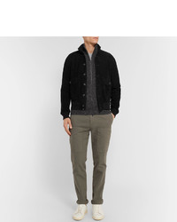 Brunello Cucinelli Cable Knit Mlange Wool Blend Zip Up Cardigan