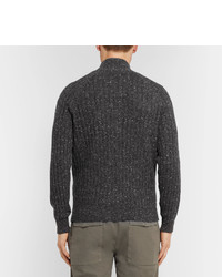 Brunello Cucinelli Cable Knit Mlange Wool Blend Zip Up Cardigan