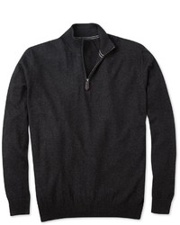 Charles Tyrwhitt Charcoal Cotton Cashmere Zip Neck Sweater
