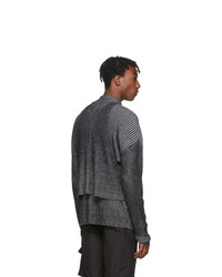 Heliot Emil Grey And Black Knit Half Zip Sweater
