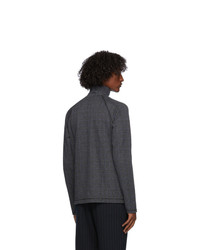Dries Van Noten Grey Check Half Zip Sweatshirt