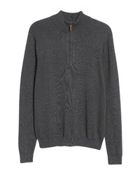 Nordstrom Half Zip Cotton Cashmere Pullover In Grey Dark Charcoal Heather At