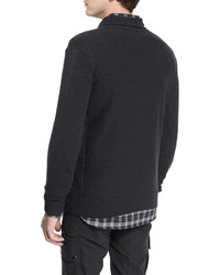 Belstaff Halston Melange Half Zip Pullover Sweater Charcoal