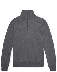 Brioni Mlange Wool Half Zip Sweater