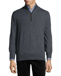 Neiman Marcus Nano Cashmere 14 Zip Pullover Gray