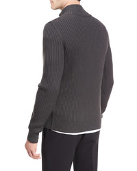 Vince Ribbed Quarter Zip Wool Pullover