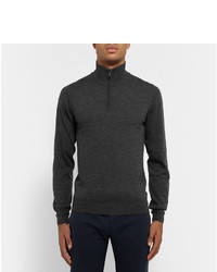 Brioni Slim Fit Wool Half Zip Sweater
