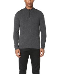 The Kooples Sport Leather Detail Half Zip Sweater
