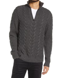 Vince Wool Cashmere Cable Quarter Zip Sweater